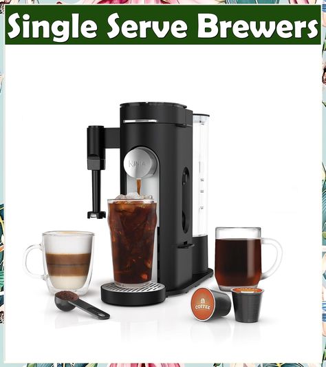 Ninja PB051 Pods & Grounds Specialty Single-Serve Coffee Maker, K-Cup Pod Compatible, Built-In Milk Frother, 6-oz. Cup to 24- Ninja Coffee Maker, Iced Coffee Maker, Ninja Coffee, Coffee Concentrate, Amazon Coffee, Single Serve Coffee Makers, Single Serve Coffee, Coffeehouse, Specialty Coffee