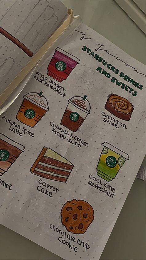 Starbucks Girl, Dragon Cookies, Journal Idea, Starbucks Lovers, Diy Journal Books, Diary Ideas, Bullet Journal Doodles, Diy Journal, Starbucks Drinks