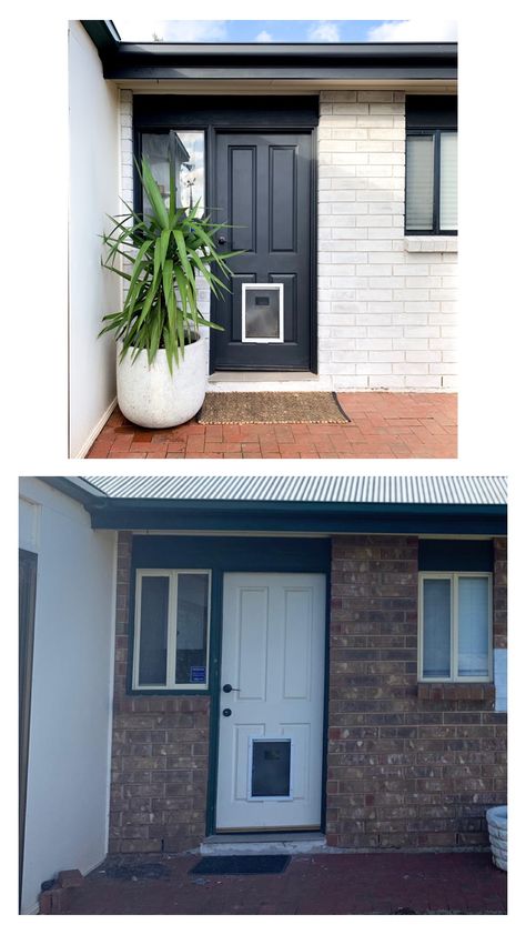 Bauwerk limewash painted brick exterior. Before and after.  Follow my reno journey at @oakbankreno on Instagram Painted Brick Before And After Exterior, Red Brick House Before And After, Painted Brick Before And After, Limewash Brick Before And After, 70s Brick House Exterior Makeover Australia, Paint Red Brick Exterior, Painted Brick House Before And After, Exterior Before And After, Limewash Brick Exterior Before And After