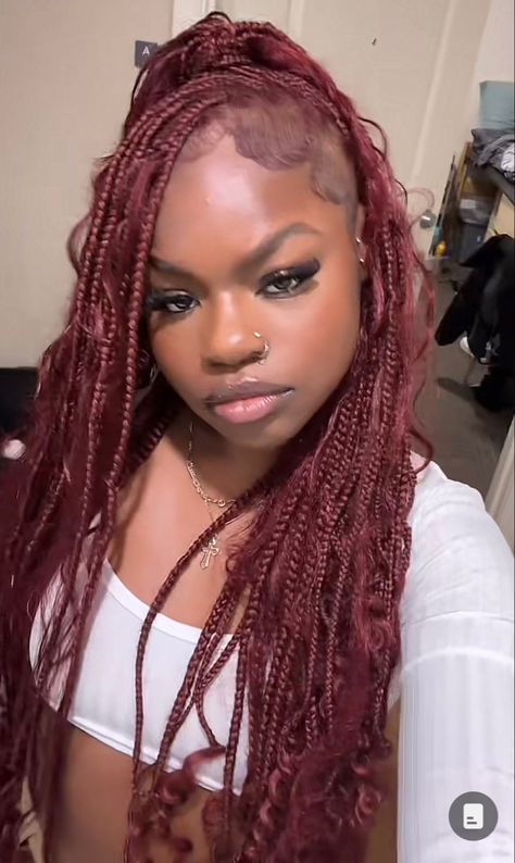 Red Hair Braided Hairstyles, Hairstyle With Curls, Burgundy Locs, Red Locs, Nice Hairstyles, Black Ponytail, Cherry Red Hair, Braids Black, Black Ponytail Hairstyles