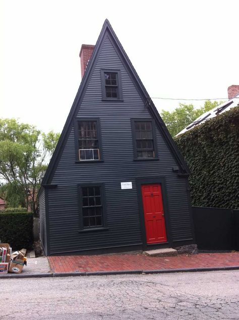 Loved walking by this house in Providence, RI Black House Orange Door, Black House With Red Door, Black House Red Door, Black Houses Exterior, Dark Blue Houses, Red Door House, Houses Exterior, Black Houses, Orange Door