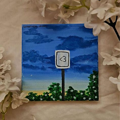 painting heart sky Mini Paintings Ideas Easy Aesthetic, Aesthetic Mini Painting, Canvas Art Painting Abstract, Nostalgic Art, Canvas Painting Tutorials, Cute Canvas Paintings, Easy Canvas Art, Mandala Art Lesson, Canvas Painting Designs