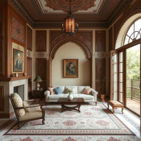 Mughal Interior Living Rooms, Grand Interior Design, Mughal Interior, Grand Interior, Drawing Room Interior, Drawing Room Interior Design, Mughal Architecture, Room Interior Design, Drawing Room