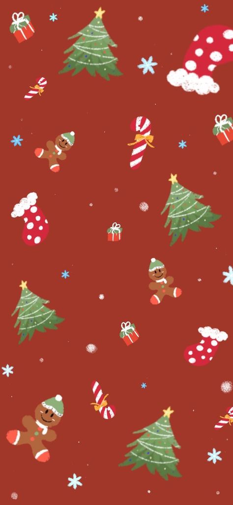 Red Christmas Wallpaper Aesthetic, Gingerbread Man Wallpaper, Candy Cane Wallpaper, Cane Wallpaper, Tree Gingerbread House, Wallpaper Candy, Iphone Wallpaper Christmas, Christmas Wallpaper Laptop, Christmas Iphone Wallpaper