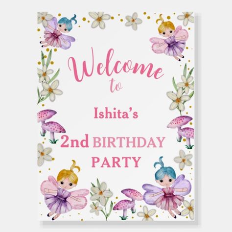 1st Birthday Welcome Pink Princess Fairy Foam Board | Zazzle Flowers And Mushrooms, Welcome Board, Princess Fairy, Fairy Princesses, Color Theme, Pink Princess, Foam Board, Posters And Prints, 1st Birthday Parties