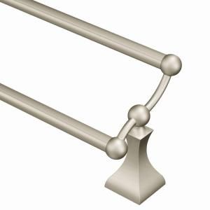 MOEN Retreat 24 in. Towel Bar in Spot Resist Brushed Nickel DN8322BN at The Home Depot - Mobile Brushed Nickel Bathroom, Double Towel Bar, Bathroom Towel Bar, Hanging Towels, Decorative Towels, Bathroom Towel, Bathroom Hardware, Bathroom Towels, Towel Bar