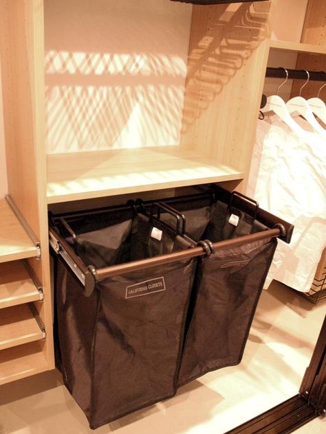 Laundry Basket Storage In Closet, Closet Laundry Basket Storage, Closet Laundry Basket Ideas, Smart Walk In Closet Ideas, Hamper In Closet Ideas, Walk In Closet Laundry Basket, Built In Laundry Hamper Master Closet, Walk In Closet Hamper Ideas, Laundry Basket In Wardrobe