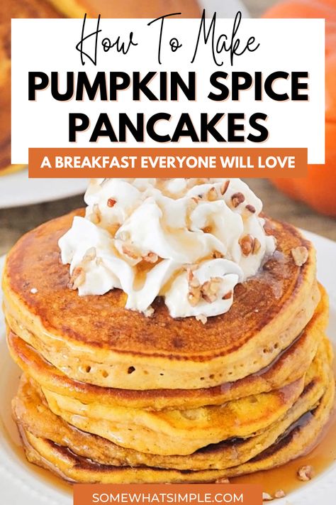 Dive into the ultimate fall breakfast with these pumpkin pancakes! Light, fluffy, and bursting with pumpkin spice goodness, they're the morning treat you didn't know you needed. Top 'em with maple syrup and pecans for that extra cozy touch. Pancake Mix Pumpkin Pancakes, Pumpkin Spice Pancakes Easy, Pumpkin Pancakes Allrecipes, Fluffy Pumpkin Pancakes, Copycat Dennys Pumpkin Pecan Pancakes, Gluten Free Pumpkin Spice, Pumpkin Spice Pancakes, Luke’s Pumpkin Pancakes With Cinnamon Butter, Pumpkin Pancake Recipe