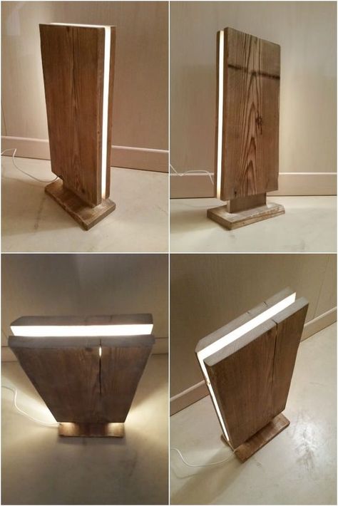 Wooden Lamps Design, Deco Led, Wooden Floor Lamps, Lamp Lights, Wood Floor Lamp, Hemma Diy, Led Floor, Diy Holz, Lampe Design