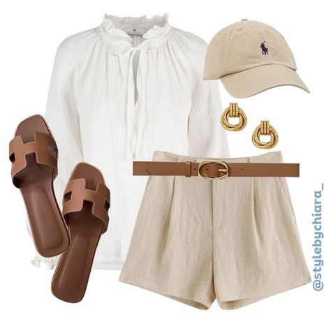 Tan Shorts Outfit Summer, Tan Shorts Outfit, Ship Outfits, Cruise Ship Outfits, Outfit Shorts, Summer Pieces, Spring Work Outfits, Summer Shorts Outfits, Perfect Summer Outfit