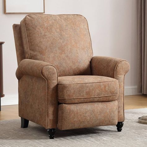 Amazon.com: ANJ Push Back Recliner Chair, Textured Fabric Overstuffed Wingback Recliner, Adjustable Pushback Chair with Padded Seat and Back, Single Reclining Sofa for Living Room, Bedroom(Beige) : Home & Kitchen Wingback Recliner, Bedroom Retro, Sofa For Living Room, Leather Recliner Chair, Proper Posture, Theater Room, Living Room Furniture Chairs, Single Sofa, Hard Floor