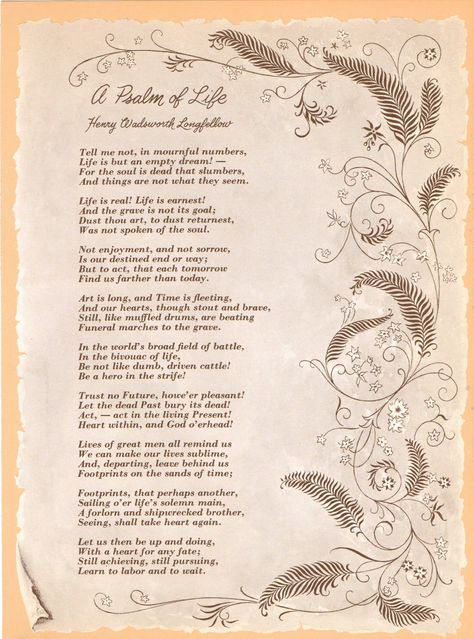 A Psalm of Life - Tell me not in mournful numbers, Life is but an empty dream… A Psalm Of Life, Psalm Of Life, Longfellow Poems, Henry Wadsworth Longfellow, Poetic Words, Vintage Art Print, Literature Quotes, Writing Poems, Sister Quotes