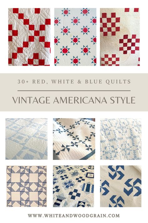 Red And White Quilts Vintage, American Quilts Patterns, Americana Quilt, Americana Quilts, Hobby Inspiration, Vintage Quilts Patterns, Farmhouse Quilts, Flag Quilt, Blue Quilt