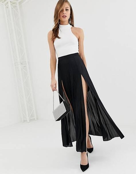 Tulle Maxi Skirt, Wrap Skirts, Maxi Rok, Pleated Maxi Skirt, Long Skirts For Women, Long Maxi Skirts, Night Out Outfit, Skirts For Women, Pleated Maxi