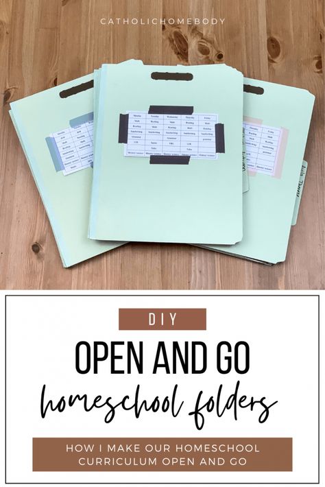 DIY open and go homeschool folders using classification folders. How I make all of our Charlotte Mason Catholic homeschool open and go. Open and go Charlotte Mason homeschooling. Homeschool Folder Ideas, Homeschool Folder System, Homeschool Laminating Projects, Homeschool Desk Organization, Diy Homeschool Room, Homeschool Workboxes, Organize Homeschool Supplies, Organization Homeschool, Homeschooling Room