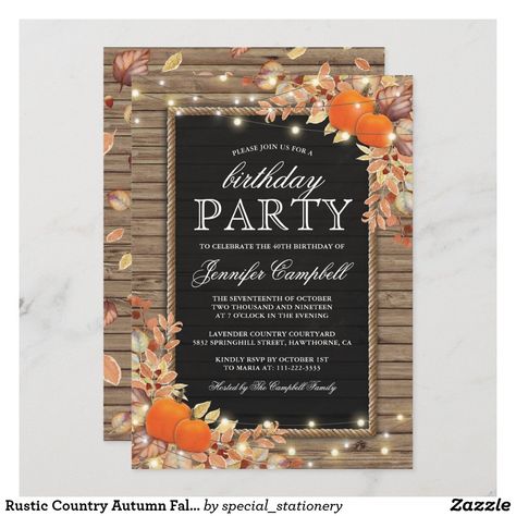 Harvest Birthday Party, Fall Birthday Party, Country Autumn, Pumpkin Invitation, Surprise Birthday Invitations, Thanksgiving Dinner Party, Rustic Thanksgiving, Fall Birthday Parties, Fall Baby Shower Invites