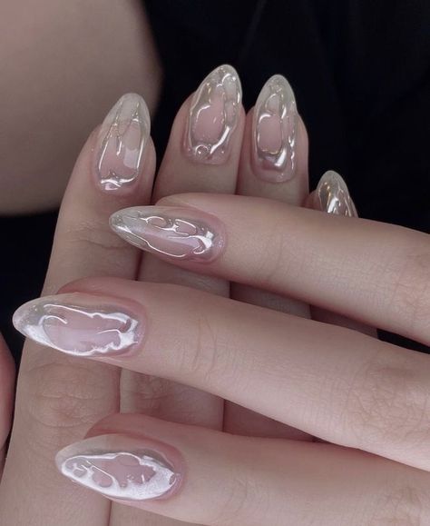 Xiao Hong Shu Nail, Square Nails For Summer, Aespa Nails, Euphoria Nails, Nails For Summer, Metallic Nail Art, Prom Nail, Short Square Nails, Nice Nails