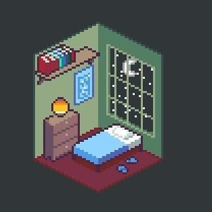 Pixel Bedroom, Window Pixel Art, Pixel Art Bedroom, Pixel Art Isometric, Pixel Room, Isometric Pixel Art, Pixel Reference, Isometric Pixel, Bed Night