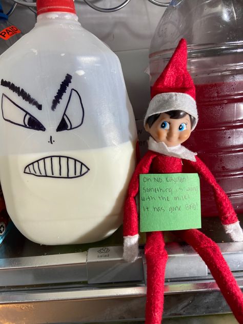 Elf Milk Bad, The Milk Has Gone Bad Elf On The Shelf, Elf On The Shelf Milk Gone Bad, Elf On The Shelf When Kid Is Bad, Elf Warning For Bad Behaviour, Elf On The Shelf Memes Hilarious, Elf Memes Funny, Bad Elf, Elf Magic