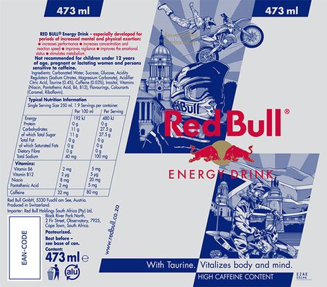 Red Bull SA X-Fighters Can on Behance Red Bull Design, Town Illustration, Red Bul, Amazing Illustrations, Ui Design Trends, Illustration Studio, Logo Design Tutorial, Drinks Logo, Team Red