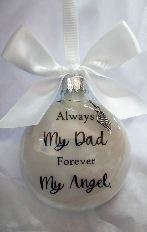 Memorial Gift Diy, In Memory Christmas Ornaments, Cute Christmas Quotes, Memorial Christmas Gift, Butterfly Theme Party, Angel Wings Decor, Christmas Angel Decorations, Gift Ornaments, Cricut Christmas Ideas