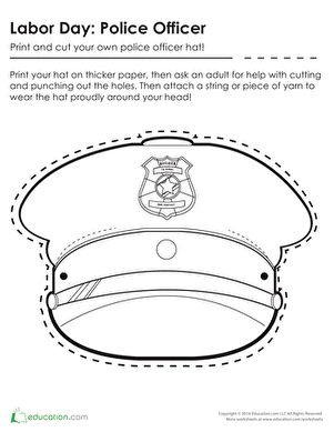 Wear a police officer hat and badge with pride to show appreciation for your local community workers on Labor Day! Police Worksheet, Police Preschool, Community Helpers Police Officer, Police Officer Crafts, Community Helpers Police, Police Officer Hat, Community Helpers Preschool Crafts, Community Helper Lesson, Police Crafts