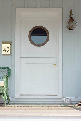 Porthole windowed Dutch door...this is the door I want for the laundry room re-model to the back yard! Porthole Window, Dutch Door, Beach Cottage Style, Home Doors, Beautiful Doors, Coastal Cottage, Entrance Doors, Coastal Homes, Beach Cottages