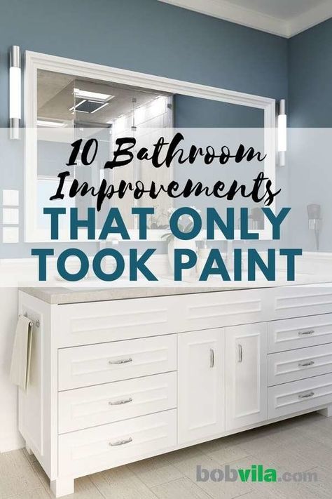 Update Small Bathroom, Easy Bathroom Makeover, Easy Bathroom Updates, Small Bathroom Paint, Simple Bathroom Remodel, Bathroom Improvements, Bathroom Tips, Painted Bathroom, Diy Bathroom Makeover