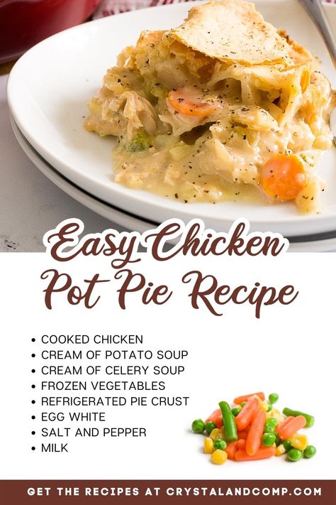 4 Ingredients Chicken Pot Pie, 9x13 Chicken Pot Pie, Chicken Pot Pie With Cream Chicken Soup, Chicken Pot Pie Recipe With Cream Soup, Chicken Pie Crust, Chicken Pot Pie Easy, Skillet Pie, Individual Chicken Pot Pies, Easy Chicken Pot Pie Recipe