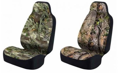 Camo Bucket Seat Covers in Ultimate Suede  Choose your favorite camo pattern to cover your seats with our Universal-Fit Camo Bucket Seat Covers. Dozens of licensed camo options from Mossy OakÂ® and RealtreeÂ® including some pink camo options. Wrap your vehicle's seat in a comfortable suede. The seating surfaces of this seat cover are a new soft-sheen microsuede fabric with patented finish for top-notch comfort and protection and is designed to fit most bucket seats. Camo Seat Covers, Bucket Seat Covers, Hunting Camouflage, Truck Seat Covers, Real Tree Camouflage, Bench Covers, Car Seat Cover Sets, Fit Car, Sedans