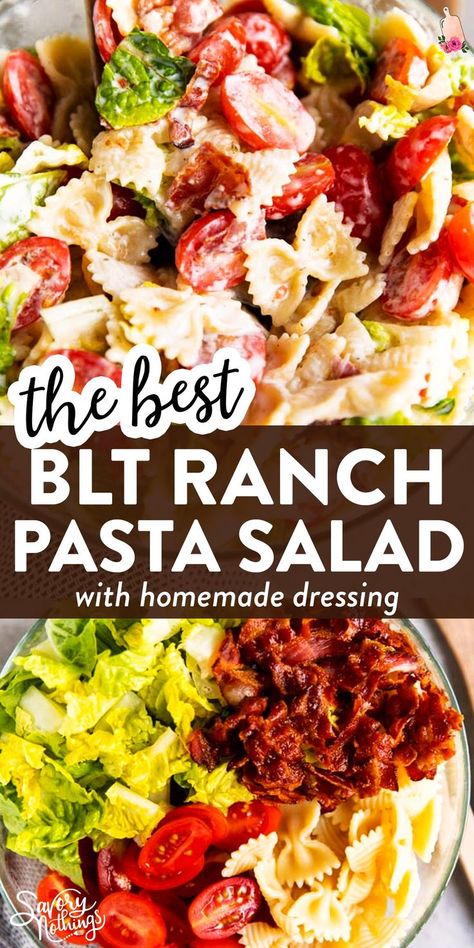 Salad Pasta Recipes, Homemade Ranch Salad Dressing, Classic Blt Sandwich, Easy Italian Pasta Salad, Blt Pasta Salad, Potluck Salad, Grilled Side Dishes, Blt Pasta, Bbq Salads