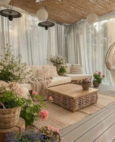 Boho Outdoor Patio, Boho Patio, Beach Shack, Outdoor Living Room, Outdoor Decor Backyard, Backyard Patio Designs, Wild Rose, Balcony Decor, Dream House Decor