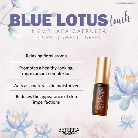 Blue Lotus Essential Oil, Lotus Essential Oil, Natural Skin Moisturizer, Essential Oil Beauty, Essential Oil Blends Recipes, Blue Lotus, Doterra Oils, Skin Imperfection, Oil Blends