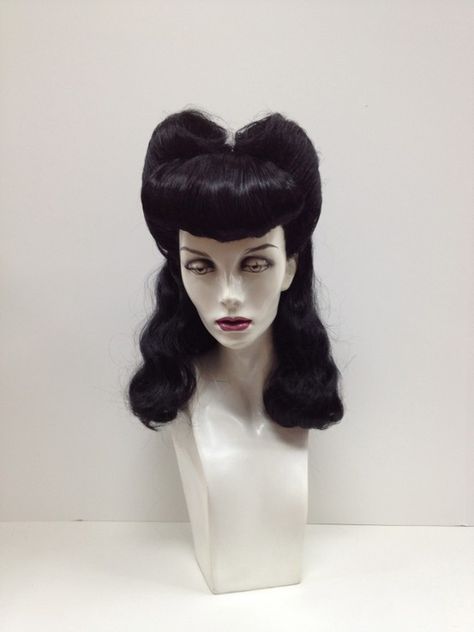 Victory Rolls Unique Wigs, Victory Roll Hair, Alien Hair, Victory Curls, 50s Hair Tutorials, Drag Queen Wigs, Rockabilly Makeup, 50s Hair, 50s Makeup