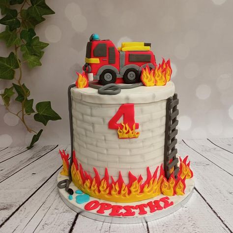 Police And Fireman Birthday Cake, Fire Engine Birthday Cake, Fireman Birthday Cake, Fireman Cookies, Firetruck Birthday Cake, Fire Truck Birthday Cake, Firefighter Birthday Cakes, Firefighter Cake, Fireman Sam Cake