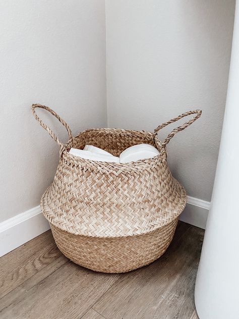 Add additional storage in yoir bathroom. Favorite way to store extra toilet paper for my guests. Affiliated. Ikea Kallax Shelving, Grocery Basket, Belly Basket, Plant Pot Covers, Fiddle Leaf Fig Tree, Basket With Handles, Toilet Paper Storage, Paper Table, Seagrass Basket