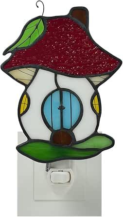 BOXCASA Mushroom House Stained Glass Decorations Night Light,Night Lights Plug Into Wall Decorative Mushroom Lamp,Mushroom Gifts Night Lights for Bedroom Kitchen Bathroom Kids Room Bathroom Decor Mushroom, Stained Glass Night Lights Patterns, Mushroom Gifts, Lamp Mushroom, Calming Environment, Stained Glass Night Lights, Decorative Night Lights, Lights For Bedroom, Glass Diy