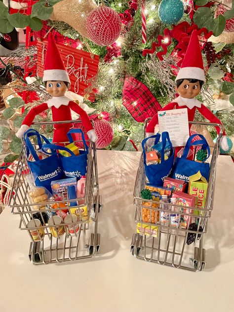 Elf Shelf, Elf Yourself, Awesome Elf On The Shelf Ideas, Grocery Cart, Santas Coming, Elf Fun, Elf Ideas, Christmas Handmade, 31 Days