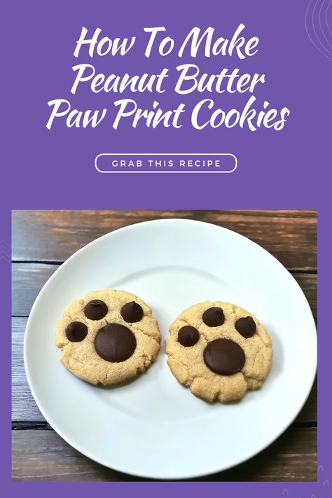 Peanut Butter Paw Print Cookies, Paw Print Cookies, Flourless Peanut Butter Cookies, Kisses Chocolate, Cookie Scoop, But Why, Peanut Butter Cookies, Paw Prints, Baking Sheet