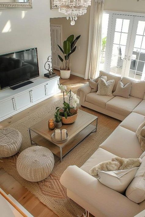 Sofa Wooden, Organic Living Room, Earthy Living Room, Natural Living Room, Living Room Warm, Plush Sofa, Small Space Living Room, Small Living Room Decor, Neutral Living Room