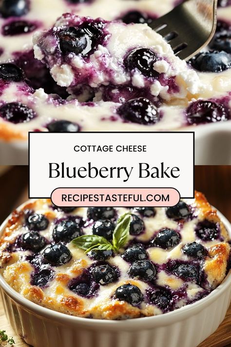 A nutritious and delicious baked dish featuring cottage cheese and blueberries, perfect for breakfast or a snack. Healthy Breakfast For On The Go, Healthy Breakfast Recipes Cottage Cheese, Crustless Cottage Cheese Pie, Things To Mix With Cottage Cheese, Cottage Cheese Spinach Bake, Yogurt And Cottage Cheese, Blueberries Breakfast Recipes, Blueberry Recipes Keto, Cottage Cheese Recipes For Diabetics