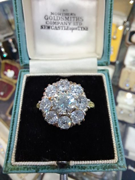 Most amazing Edwardian diamond set cluster ring – Delphi Antiques (Dublin) Reset Ideas, Victorian Jewellery, Antique Diamond Engagement Rings, Edwardian Engagement Ring, Vintage Inspired Engagement Rings, Edwardian Ring, Vintage Inspired Rings, Dream Party, Edwardian Jewelry