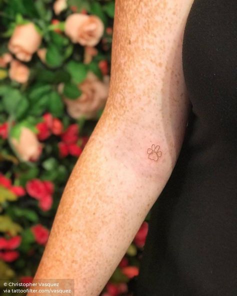 Paw print tattoo on the inner arm. Paw Print Small Tattoos, Paw Print Tattoo Minimalist, Dainty Paw Print Tattoo, Fine Line Paw Print Tattoo, Tiny Paw Print Tattoo, Small Paw Print Tattoo, Cat Paw Tattoo, Sushi Tattoo, Paw Print Tattoos