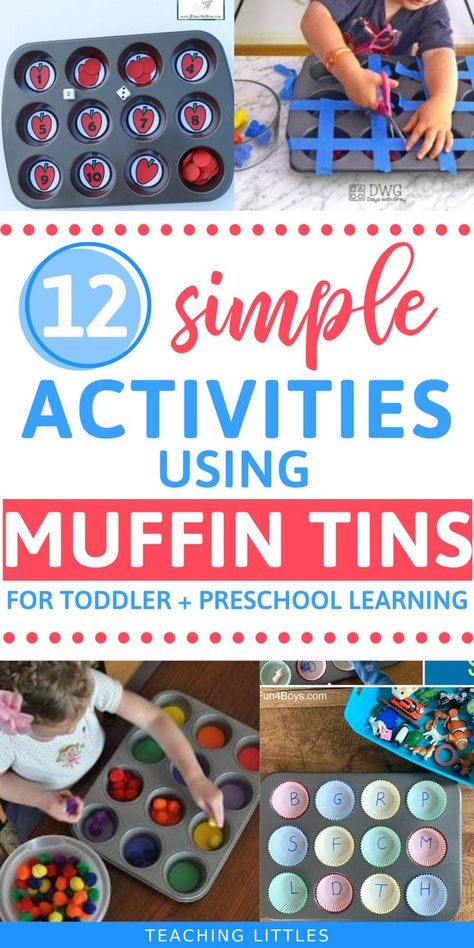 Easy Set Up Preschool Activities, Intentional Learning Activities, Age 2 Learning Activities, Muffin Tin Activities Preschool, Muffin Pan Activities, Kitchen Activities For Toddlers, Intentional Play For Preschool, Quiet Bins For Toddlers, Velcro Activities For Toddlers