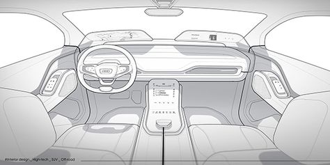 Interior demo vol.02 on Behance Car Interior Drawing, Inside Car Drawing, Driving Illustration, Car Interior Sketch, Car Interior Design Sketch, Car Ui, Industrial Design Product, Logo Design Inspiration Creative, Microcar