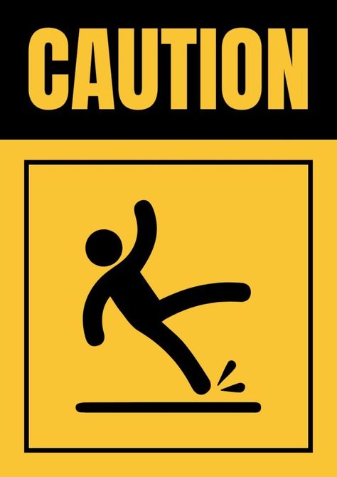 Flat Simple Caution Fall Hazard Vertical Sign Hazard Sign, Brand Kit, Fall Signs, Sign Templates, Free Graphic Design, Say Hello, Texts, Branding Design, Social Media