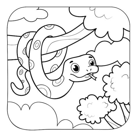 Snake black and white coloring book or c... | Premium Vector #Freepik #vector #colouring #kids-background #snake #children Snake Black And White, Snake Painting, Snake Coloring Pages, Snake Black, Elephant Crafts, Snake Drawing, Arabic Alphabet For Kids, Cute Snake, Kids Background