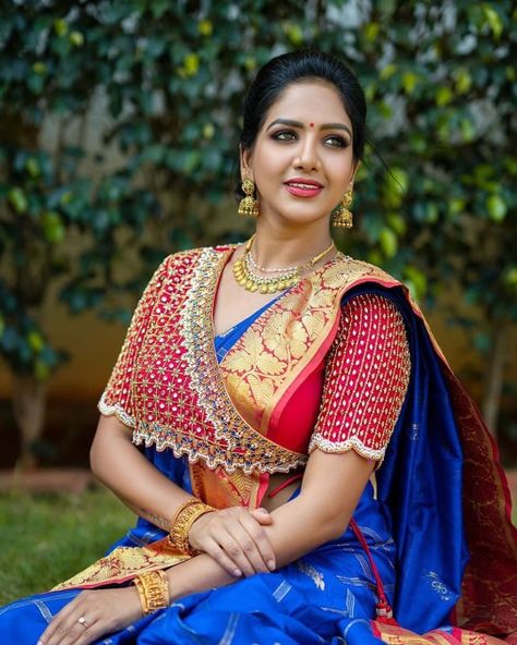 Latest Silk Saree Blouse Designs for South Indian Brides 2020 Knot Blouse Design, Ns Creations, Red Blouse Design, Magam Work, Designer Sari, Blouses Designs, Silver Blouse, Pattu Saree Blouse Designs, Wedding Saree Blouse Designs