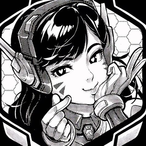 d.va ~ overwatch Overwatch, Black And White, Anime, Black