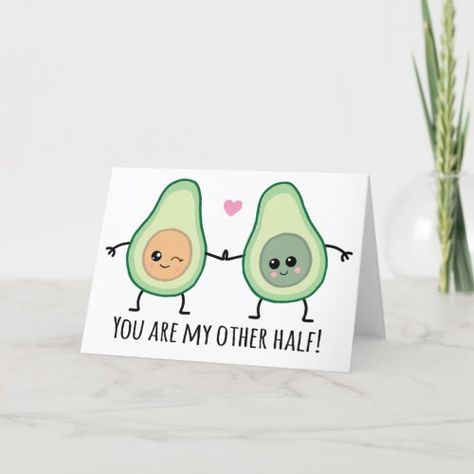 $4.17 | My Other Half Avocado Funny Valentines Day #cartoon, kawaii, kawaii avocado, funny valentines day, avocado kawaii, valentines day, funny valentines day card, funny, funny valentines cards, avocado card Avocado Couple, Avocado Funny, Friend Valentine Card, Pun Cards, Prayers For My Daughter, Funny Valentines Cards, Friends Valentines Day, Funny Valentines Day, Beautiful Birthday Cards